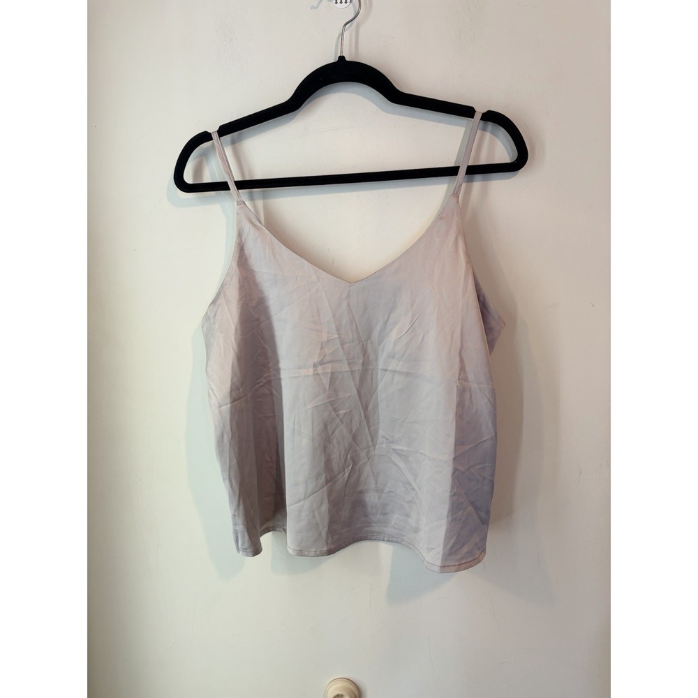 Express‎ Satin V Neck Tank Top Cami Lougewear Silver Purple Sleepwear